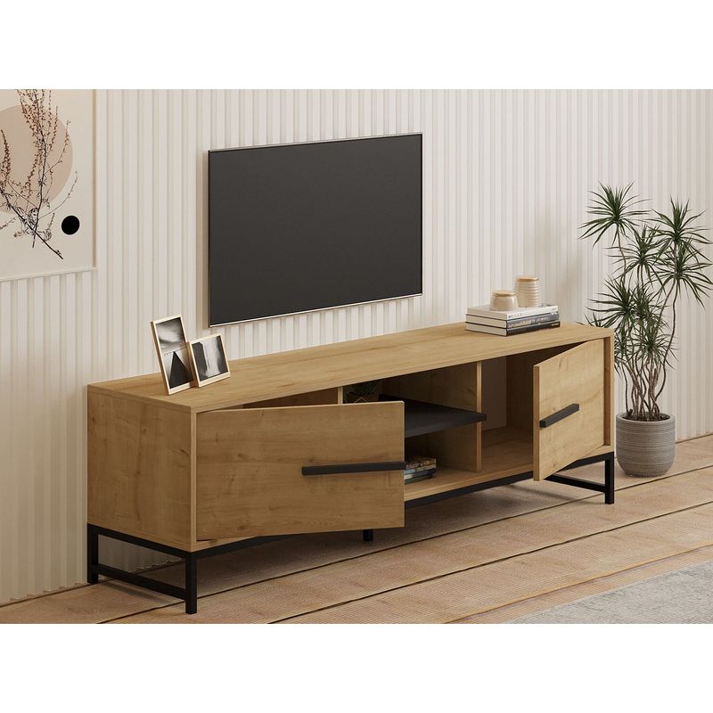 Casa si Gradina - Mobilier - Comode si corpuri - Console - Suport tv, Hanah Home, pal melaminat, stejar safir, 160x40x50 cm - Infinity.ro