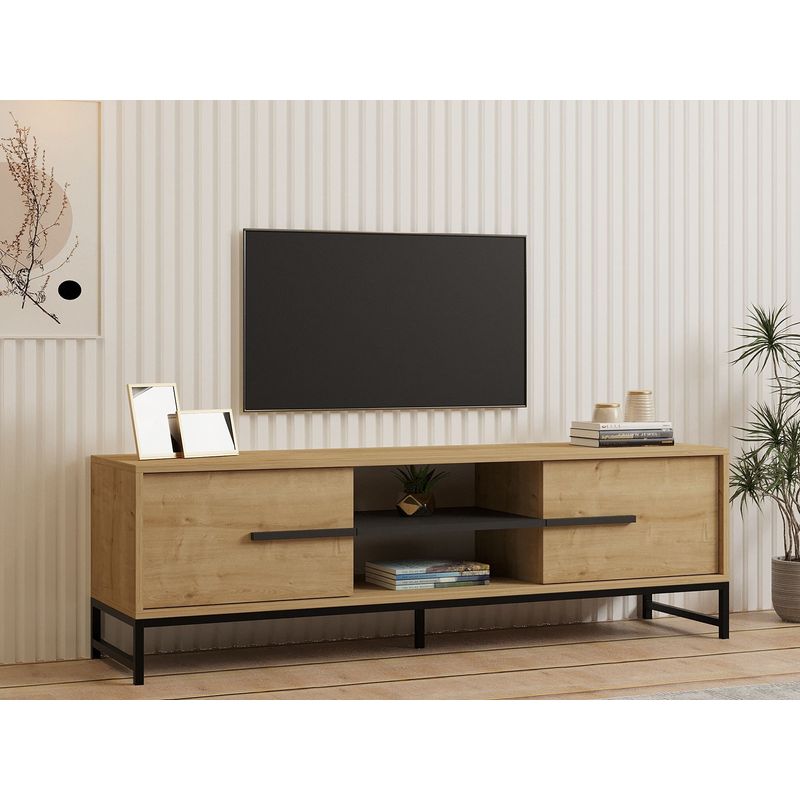 Casa si Gradina - Mobilier - Comode si corpuri - Console - Suport tv, Hanah Home, pal melaminat, stejar safir, 160x40x50 cm - Infinity.ro
