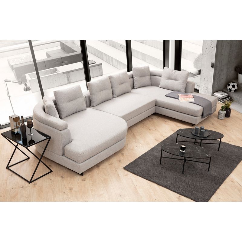 Casa si Gradina - Mobilier - Canapele si coltare - Coltare - Coltar, Atelier Del Sofa, lemn fag si pal, gri deschis, 140x385x200 cm - Infinity.ro