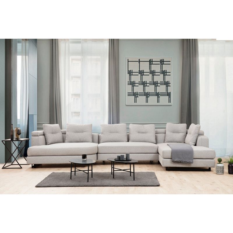 Casa si Gradina - Mobilier - Canapele si coltare - Coltare - Coltar, Atelier Del Sofa, lemn fag si pal, gri deschis, 140x385x200 cm - Infinity.ro