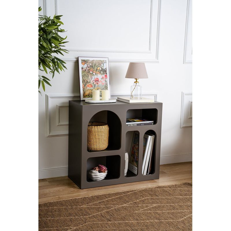 Casa si Gradina - Mobilier - Comode si corpuri - Console - Consola, Hanah Home, panou aglomerat cu melamina, antracit, 80x74x35 cm - Infinity.ro