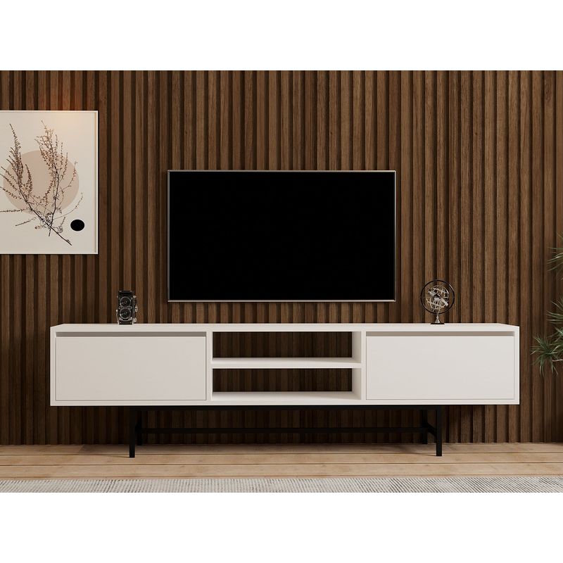 Casa si Gradina - Mobilier - Comode si corpuri - Console - Comoda tv, Hanah Home, pal melaminat, alb, 180x40x50 cm - Infinity.ro