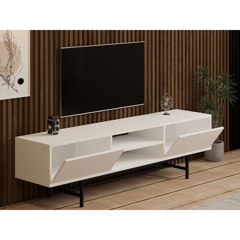 Casa si Gradina - Mobilier - Comode si corpuri - Comode - Comoda tv, Hanah Home, pal melaminat, alb, 180x40x50 cm - Infinity.ro
