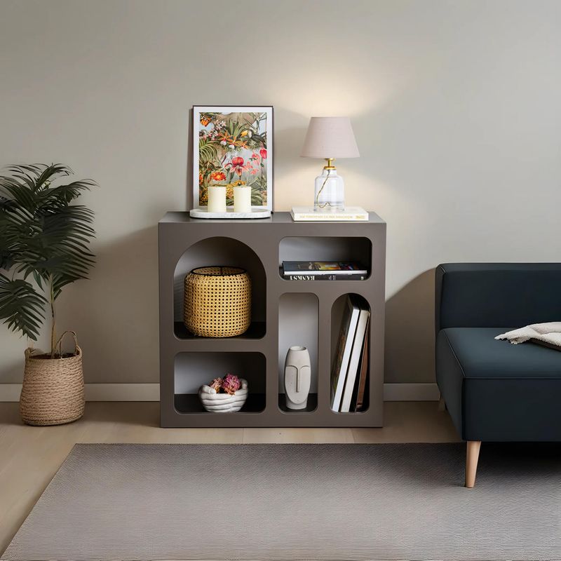 Casa si Gradina - Mobilier - Comode si corpuri - Console - Consola, Hanah Home, panou aglomerat cu melamina, antracit, 80x74x35 cm - Infinity.ro