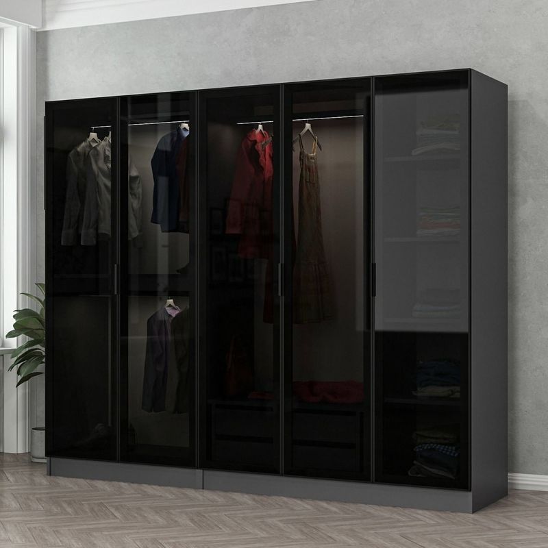 Casa si Gradina - Mobilier - Dulapuri si sifoniere - Sifoniere - Sifonier, Hanah Home, pal melaminat, antracit si negru, 225x52x210 cm - Infinity.ro