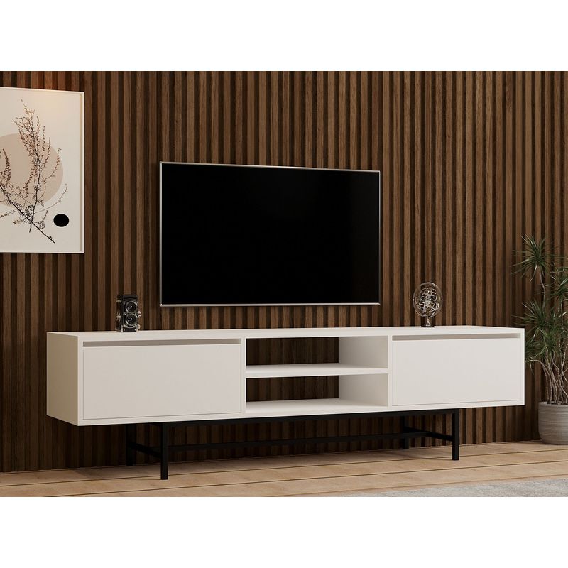 Casa si Gradina - Mobilier - Comode si corpuri - Console - Comoda tv, Hanah Home, pal melaminat, alb, 180x40x50 cm - Infinity.ro