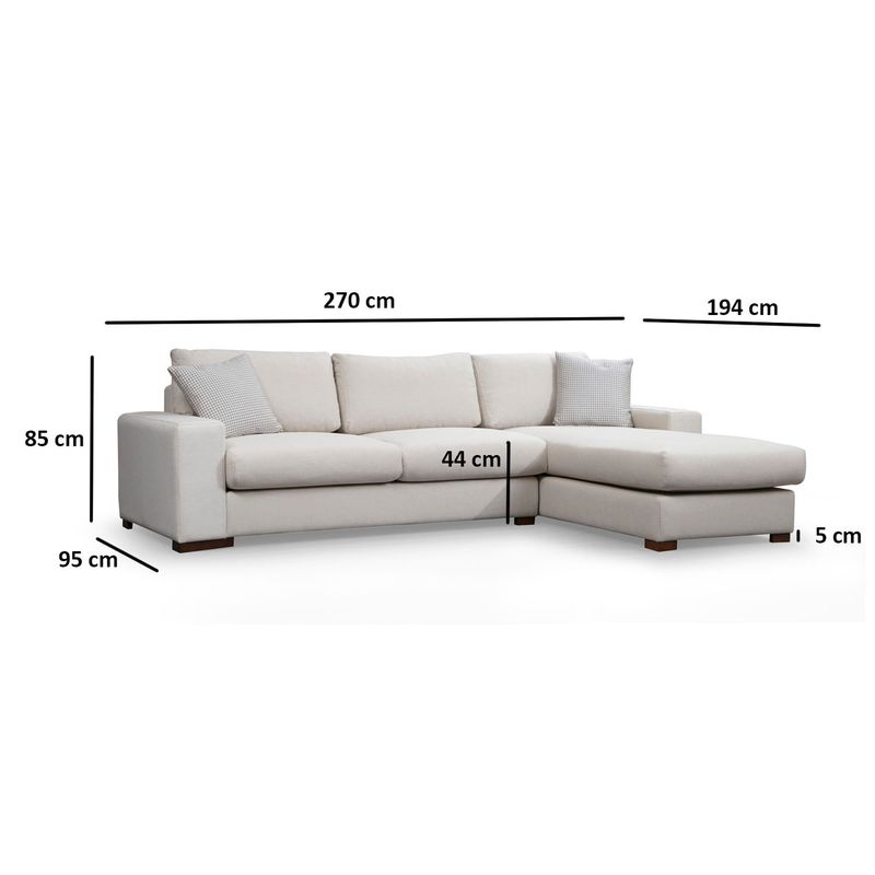 Casa si Gradina - Mobilier - Canapele si coltare - Coltare - Coltar, Hanah Home, lemn de fag si pal, alb, 270x194x95 cm - Infinity.ro