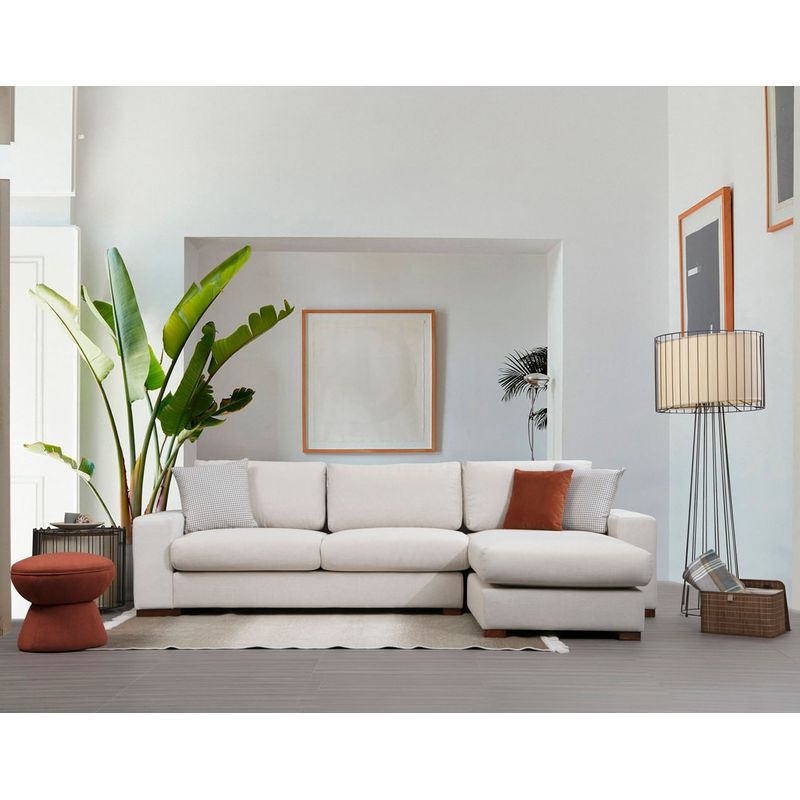Casa si Gradina - Mobilier - Canapele si coltare - Coltare - Coltar, Hanah Home, lemn de fag si pal, alb, 270x194x95 cm - Infinity.ro
