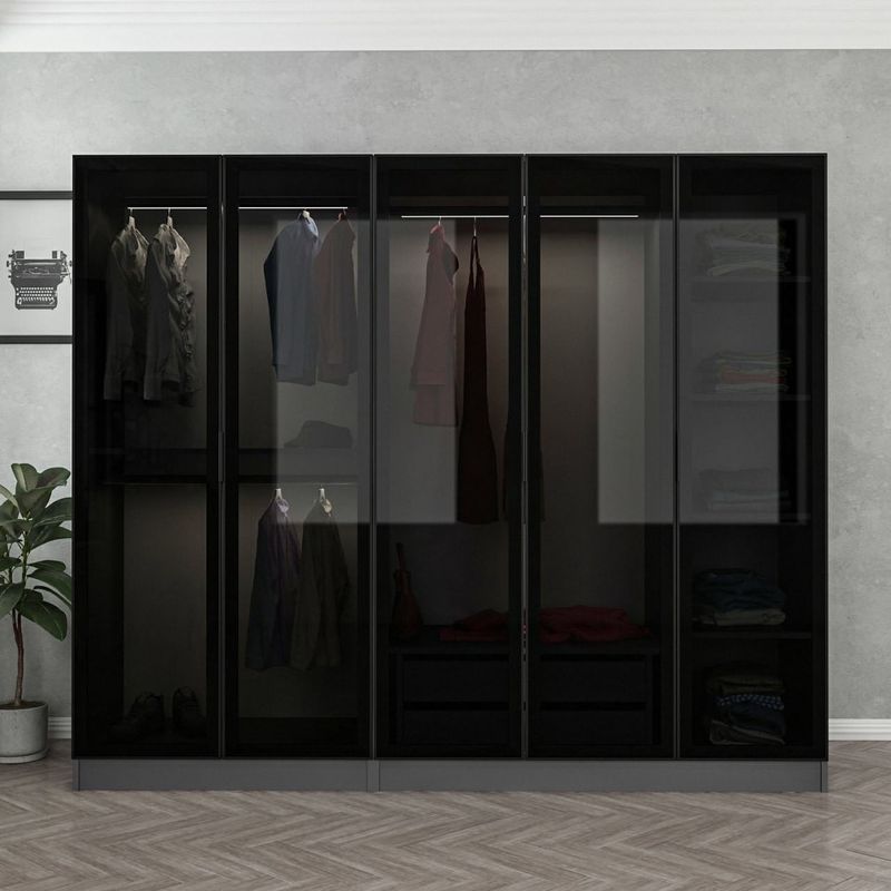 Casa si Gradina - Mobilier - Dulapuri si sifoniere - Sifoniere - Sifonier, Hanah Home, pal melaminat, antracit si negru, 225x52x210 cm - Infinity.ro