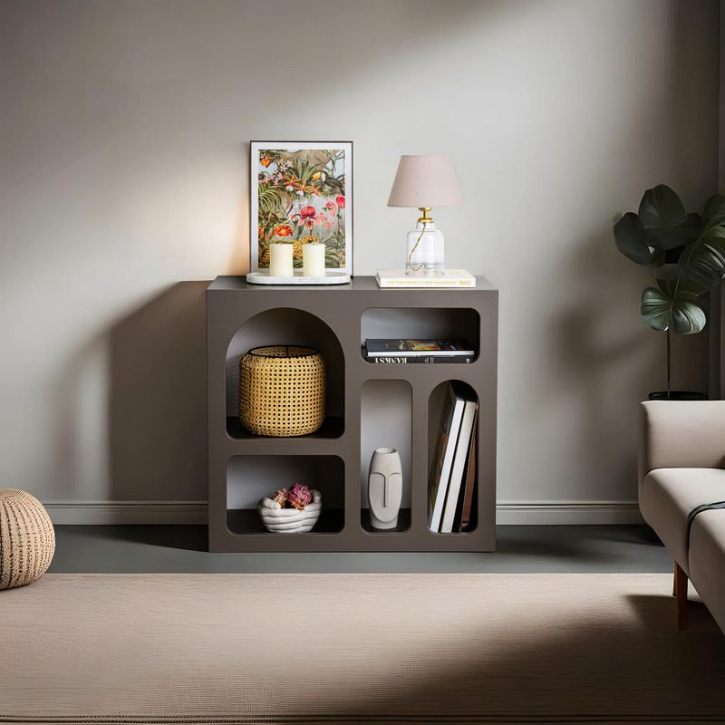 Casa si Gradina - Mobilier - Comode si corpuri - Console - Consola, Hanah Home, panou aglomerat cu melamina, antracit, 80x74x35 cm - Infinity.ro