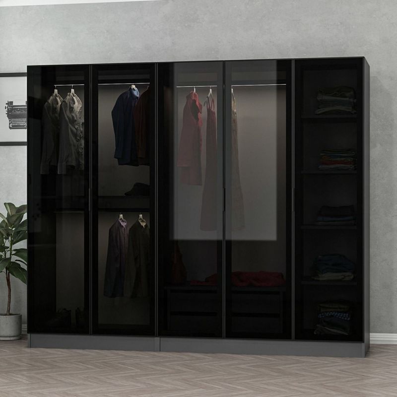 Casa si Gradina - Mobilier - Dulapuri si sifoniere - Sifoniere - Sifonier, Hanah Home, pal melaminat, antracit si negru, 225x52x210 cm - Infinity.ro