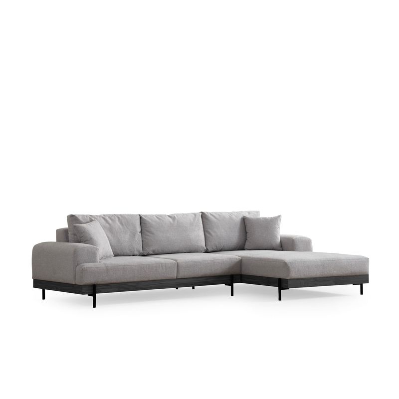 Casa si Gradina - Mobilier - Canapele si coltare - Coltare - Coltar, Hanah Home, lemn de fag si pal, gri, 280x170x98 cm - Infinity.ro