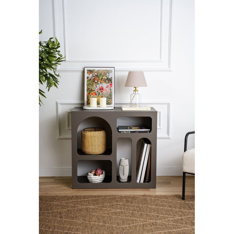 Casa si Gradina - Mobilier - Comode si corpuri - Console - Consola, Hanah Home, panou aglomerat cu melamina, antracit, 80x74x35 cm - Infinity.ro