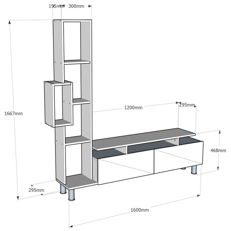 Casa si Gradina - Mobilier - Comode si corpuri - Comode - Comoda tv, Hanah Home, pal melaminat, alb si nuc, 160x166.7x29.5 cm - Infinity.ro