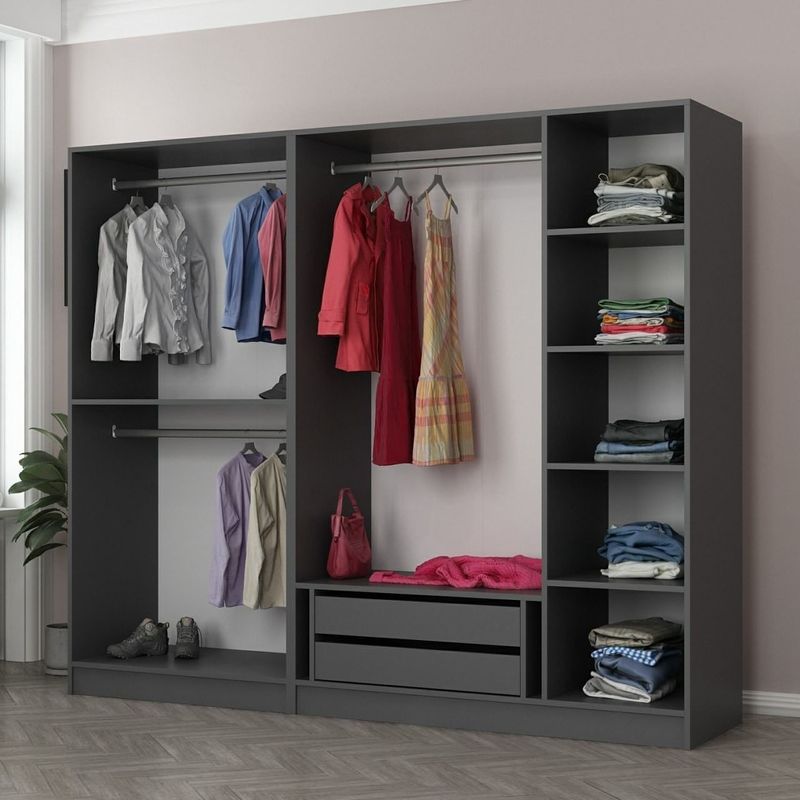 Casa si Gradina - Mobilier - Dulapuri si sifoniere - Sifoniere - Sifonier, Hanah Home, pal melaminat, antracit si negru, 225x52x210 cm - Infinity.ro
