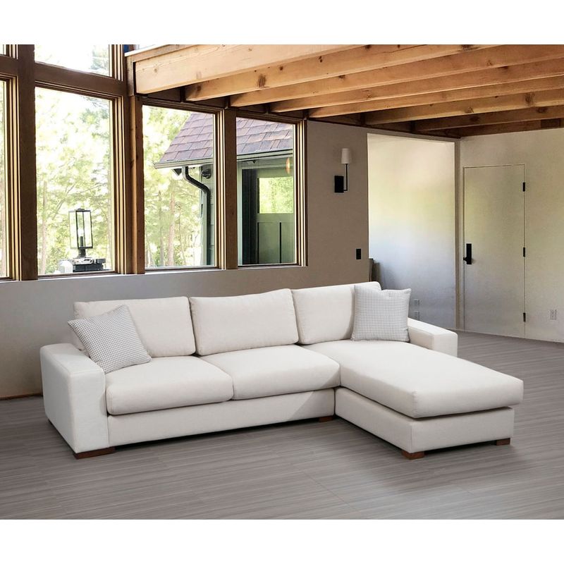 Casa si Gradina - Mobilier - Canapele si coltare - Coltare - Coltar, Hanah Home, lemn de fag si pal, alb, 270x194x95 cm - Infinity.ro