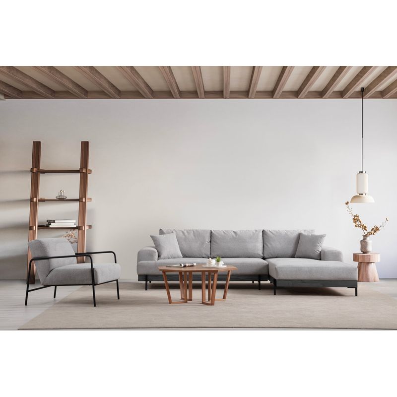 Casa si Gradina - Mobilier - Canapele si coltare - Coltare - Coltar, Hanah Home, lemn de fag si pal, gri, 280x170x98 cm - Infinity.ro