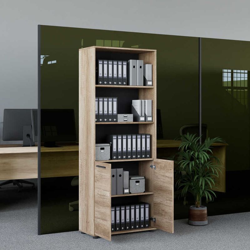 Casa si Gradina - Mobilier - Biblioteci si rafturi - Biblioteci - Biblioteca, Hanah Home, pal melaminat, nuc deschis, 72x34x187 cm, 479ADR1314 - Infinity.ro