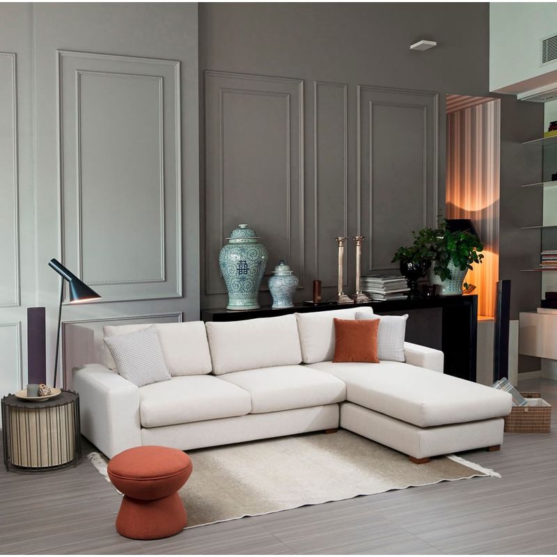Casa si Gradina - Mobilier - Canapele si coltare - Coltare - Coltar, Hanah Home, lemn de fag si pal, alb, 270x194x95 cm - Infinity.ro