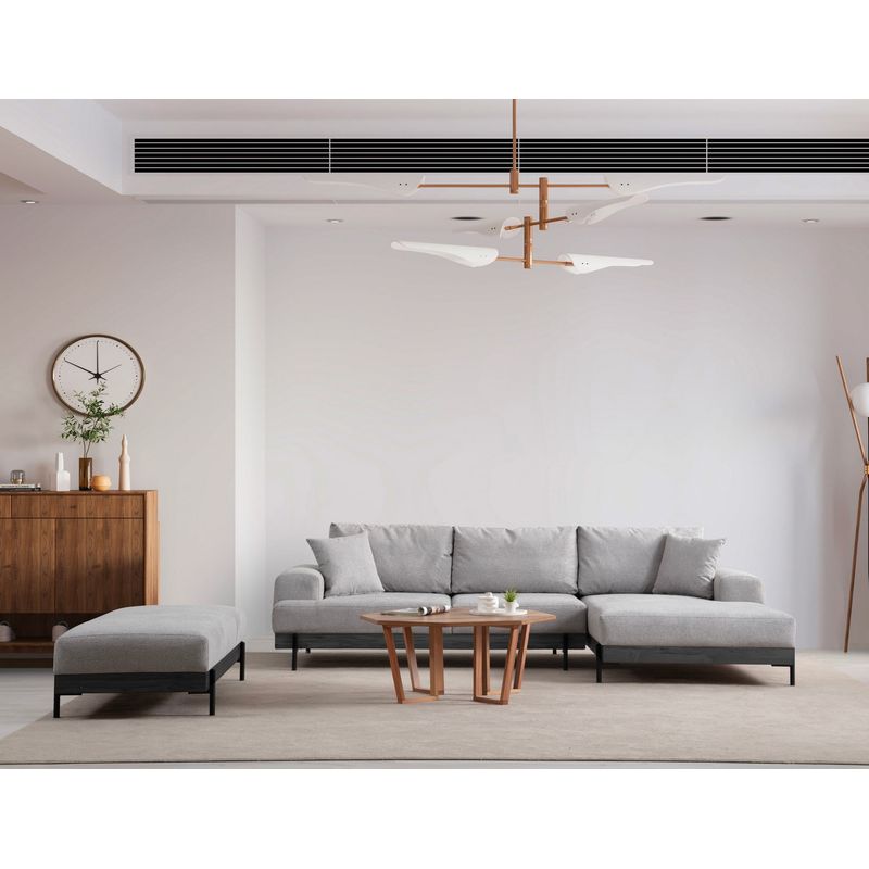 Casa si Gradina - Mobilier - Canapele si coltare - Coltare - Coltar, Hanah Home, lemn de fag si pal, gri, 280x170x98 cm - Infinity.ro