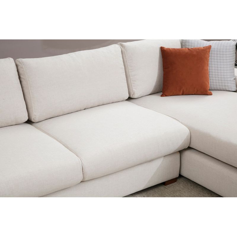 Casa si Gradina - Mobilier - Canapele si coltare - Coltare - Coltar, Hanah Home, lemn de fag si pal, alb, 270x194x95 cm - Infinity.ro
