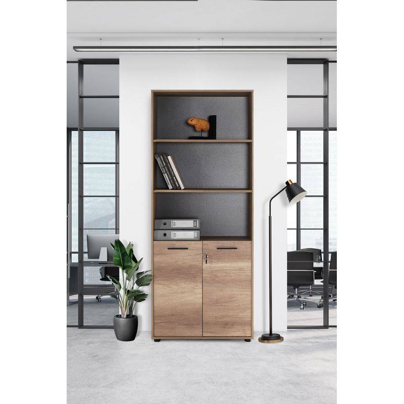 Casa si Gradina - Mobilier - Biblioteci si rafturi - Biblioteci - Biblioteca, Hanah Home, pal melaminat, nuc deschis, 72x34x187 cm, 479ADR1314 - Infinity.ro