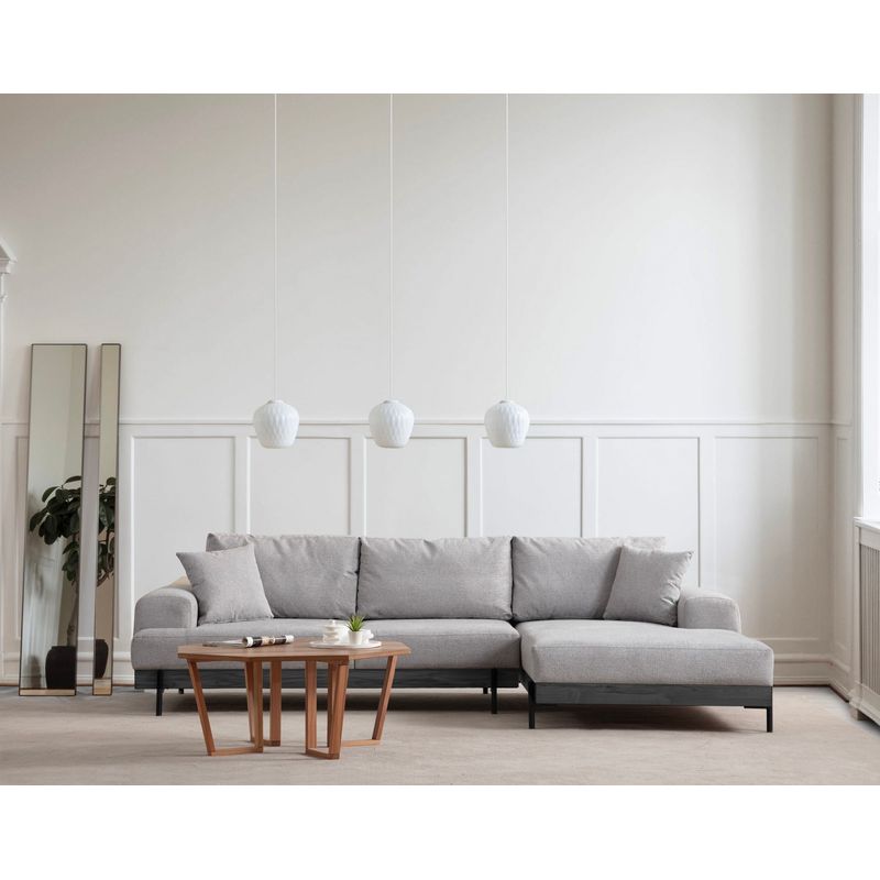 Casa si Gradina - Mobilier - Canapele si coltare - Coltare - Coltar, Hanah Home, lemn de fag si pal, gri, 280x170x98 cm - Infinity.ro