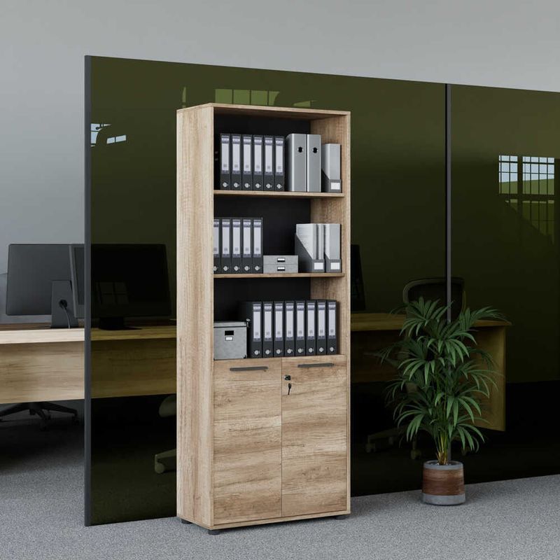 Casa si Gradina - Mobilier - Biblioteci si rafturi - Biblioteci - Biblioteca, Hanah Home, pal melaminat, nuc deschis, 72x34x187 cm, 479ADR1314 - Infinity.ro