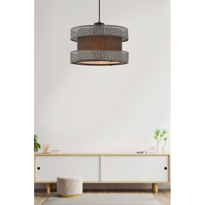 Casa si Gradina - Corpuri si surse de iluminat - Lustre si pendule - Candelabru, Opviq, metal si bumbac, gri si antracit, 40x40x65 cm - Infinity.ro