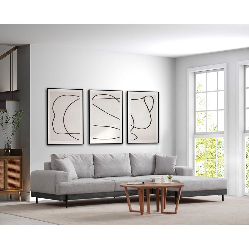 Casa si Gradina - Mobilier - Canapele si coltare - Coltare - Coltar, Hanah Home, lemn de fag si pal, gri, 280x170x98 cm - Infinity.ro