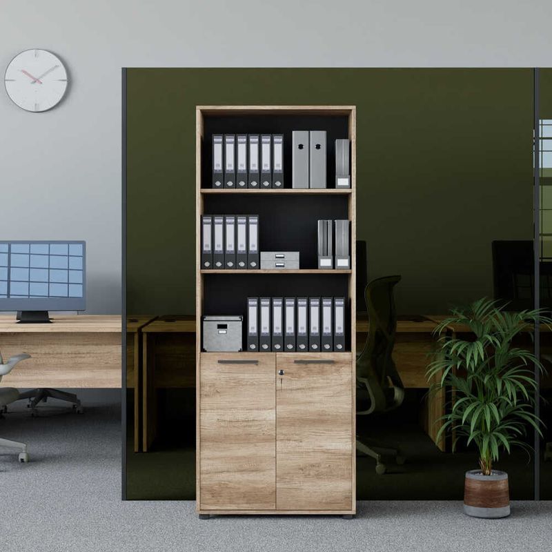 Casa si Gradina - Mobilier - Biblioteci si rafturi - Biblioteci - Biblioteca, Hanah Home, pal melaminat, nuc deschis, 72x34x187 cm, 479ADR1314 - Infinity.ro