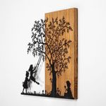 Casa si Gradina - Decoratiuni - Decoratiuni perete - Accesoriu decorativ de perete, Wallxpert, lemn si metal, nuc si negru, 59x58 cm, 899SKL2406 - Infinity.ro