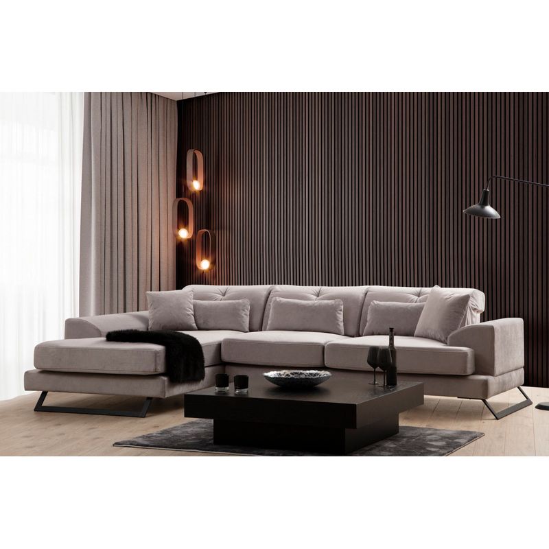 Casa si Gradina - Mobilier - Canapele si coltare - Coltare - Coltar, Hanah Home, textil, gri deschis, 304x190x100 cm - Infinity.ro