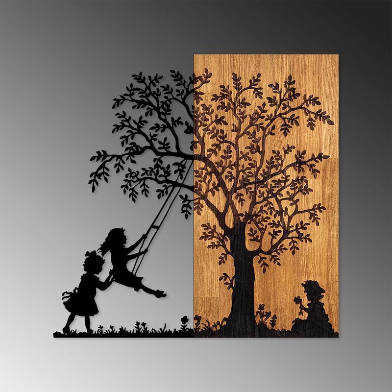 Casa si Gradina - Decoratiuni - Decoratiuni perete - Accesoriu decorativ de perete, Wallxpert, lemn si metal, nuc si negru, 59x58 cm, 899SKL2406 - Infinity.ro