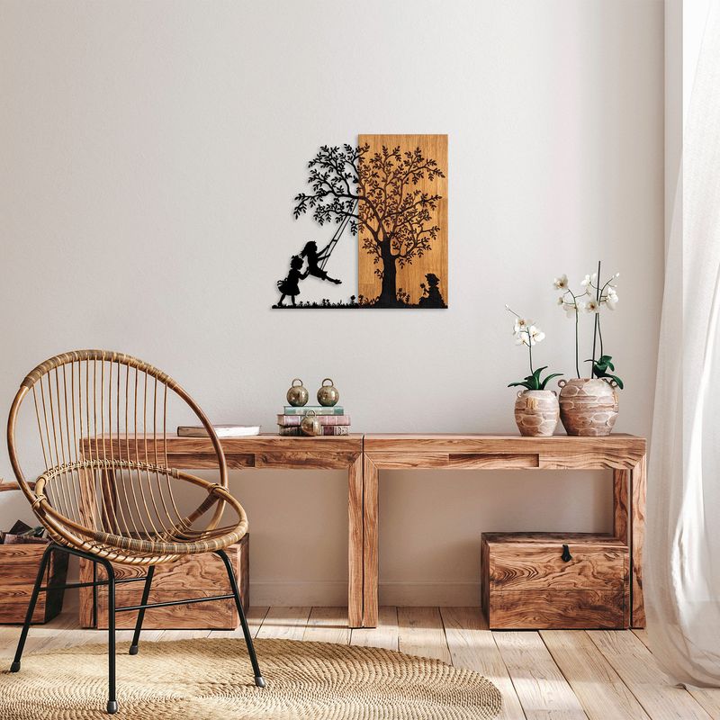 Casa si Gradina - Decoratiuni - Decoratiuni perete - Accesoriu decorativ de perete, Wallxpert, lemn si metal, nuc si negru, 59x58 cm, 899SKL2406 - Infinity.ro