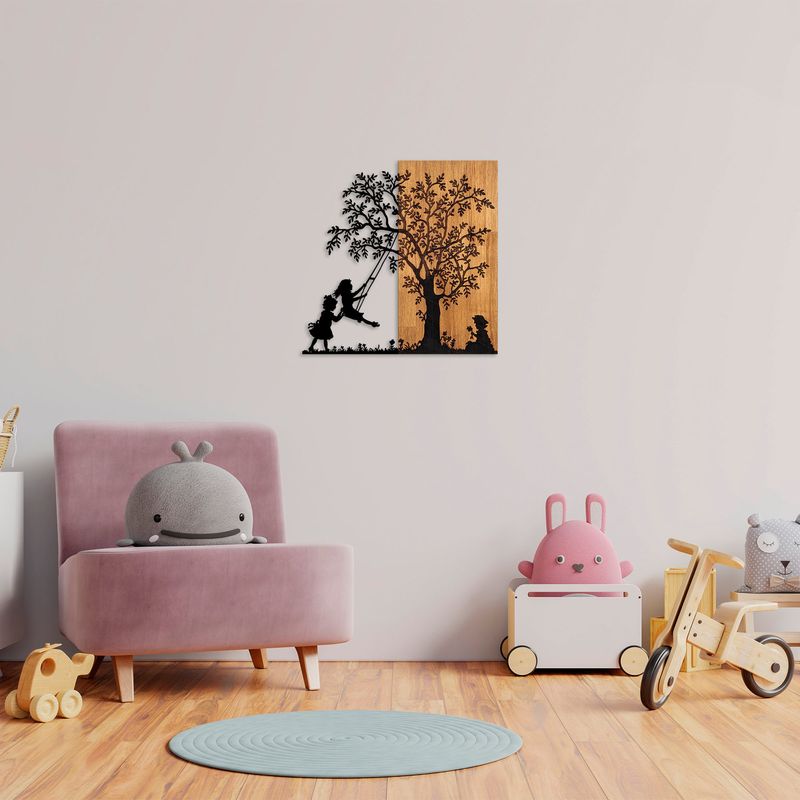 Casa si Gradina - Decoratiuni - Decoratiuni perete - Accesoriu decorativ de perete, Wallxpert, lemn si metal, nuc si negru, 59x58 cm, 899SKL2406 - Infinity.ro
