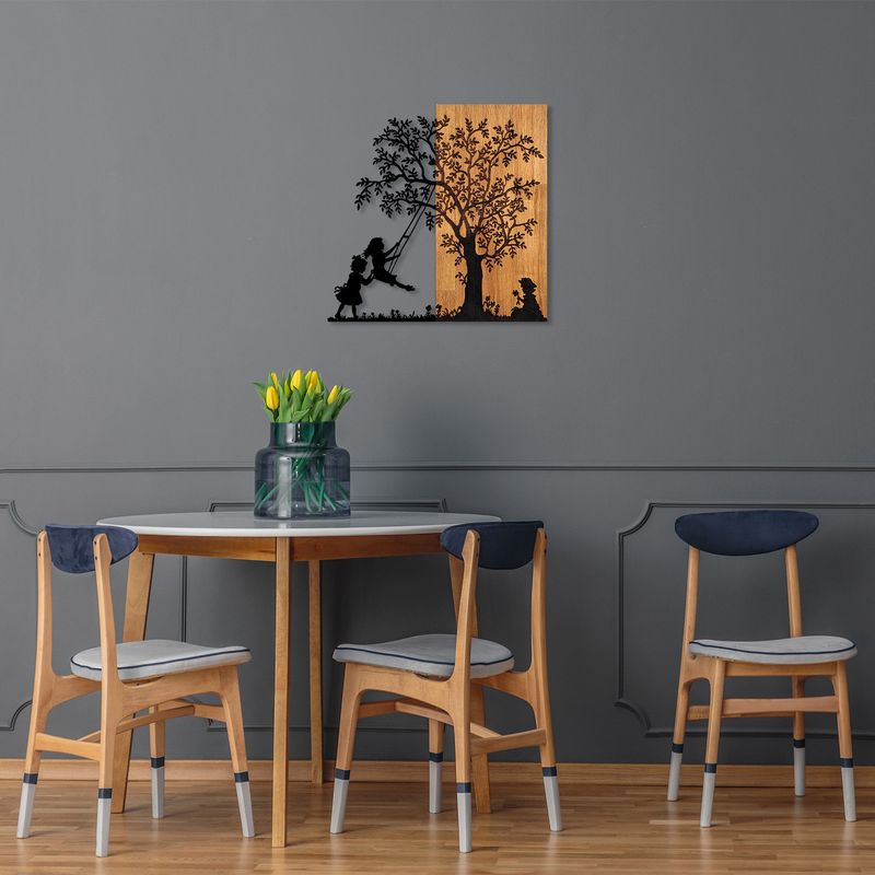 Casa si Gradina - Decoratiuni - Decoratiuni perete - Accesoriu decorativ de perete, Wallxpert, lemn si metal, nuc si negru, 59x58 cm, 899SKL2406 - Infinity.ro