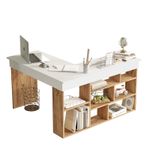 Casa si Gradina - Mobilier - Mese si birouri - Birouri - Birou de studiu, Hanah Home, pal melaminat, pin atlantic si alb, 129x120x72 cm - Infinity.ro