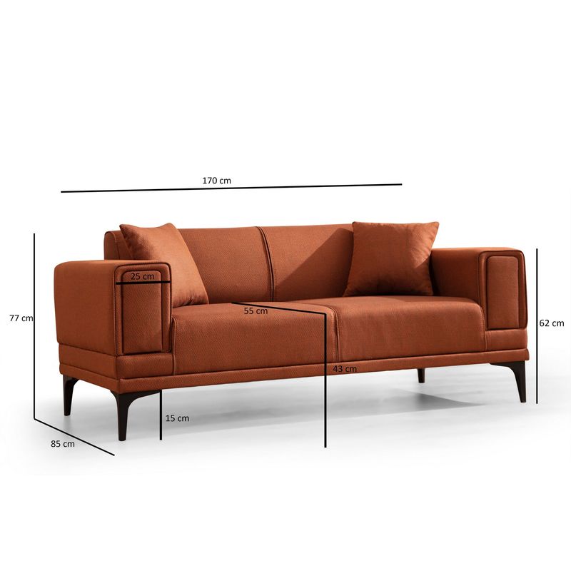 Casa si Gradina - Mobilier - Canapele si coltare - Canapele - Canapea 2 locuri, Atelier Del Sofa, lemn fag si pal, rosu tigla, 170x85x77 cm - Infinity.ro