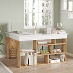 Casa si Gradina - Mobilier - Mese si birouri - Birouri - Birou de studiu, Hanah Home, pal melaminat, pin atlantic si alb, 129x120x72 cm - Infinity.ro