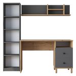 Casa si Gradina - Mobilier - Mese si birouri - Birouri - Birou de studiu, Hanah Home, pal melaminat, nuc si antracit, 120x50x161.8 cm - Infinity.ro
