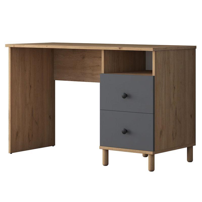 Casa si Gradina - Mobilier - Mese si birouri - Birouri - Birou de studiu, Hanah Home, pal melaminat, nuc si antracit, 120x50x161.8 cm - Infinity.ro