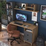 Casa si Gradina - Mobilier - Mese si birouri - Birouri - Birou de studiu, Hanah Home, pal melaminat, nuc si antracit, 120x50x161.8 cm - Infinity.ro