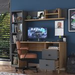 Casa si Gradina - Mobilier - Mese si birouri - Birouri - Birou de studiu, Hanah Home, pal melaminat, nuc si antracit, 120x50x161.8 cm - Infinity.ro