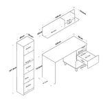 Casa si Gradina - Mobilier - Mese si birouri - Birouri - Birou de studiu, Hanah Home, pal melaminat, nuc si antracit, 120x50x161.8 cm - Infinity.ro