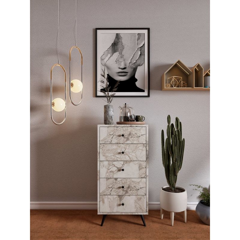 Casa si Gradina - Mobilier - Comode si corpuri - Comode - Comoda, Hanah Home, pal melaminat, marmura ephesus, 50x40x103 cm - Infinity.ro