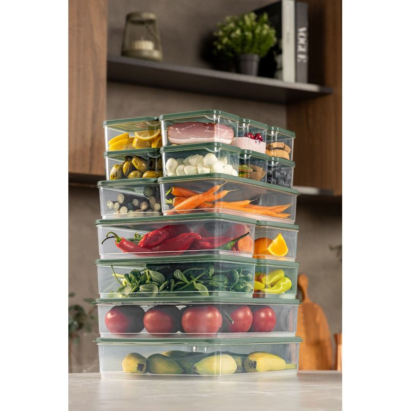 Casa si Gradina - Bucatarie si vesela - Organizare si depozitare bucatarie - Cutii alimentare - Set cutii depozitare, Hermia, plastic, verde, 20 piese - Infinity.ro