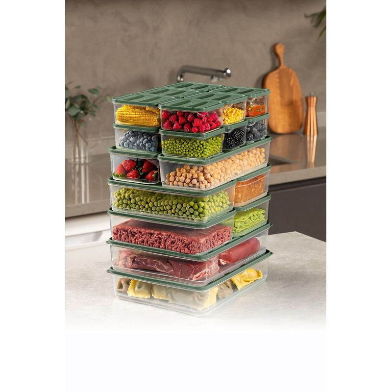 Casa si Gradina - Bucatarie si vesela - Organizare si depozitare bucatarie - Cutii alimentare - Set cutii depozitare, Hermia, plastic, verde, 20 piese - Infinity.ro