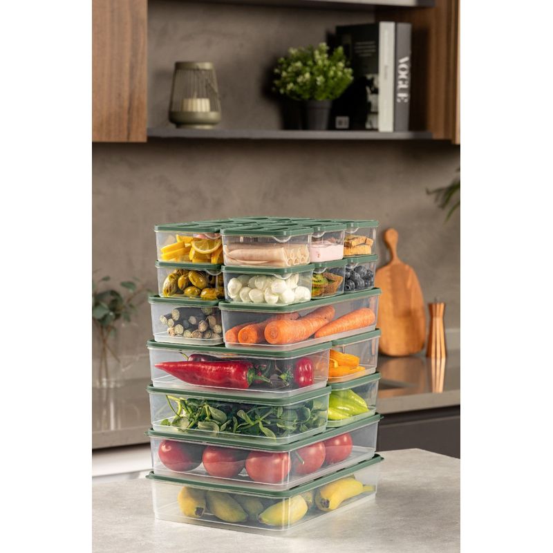 Casa si Gradina - Bucatarie si vesela - Organizare si depozitare bucatarie - Cutii alimentare - Set cutii depozitare, Hermia, plastic, verde, 20 piese - Infinity.ro