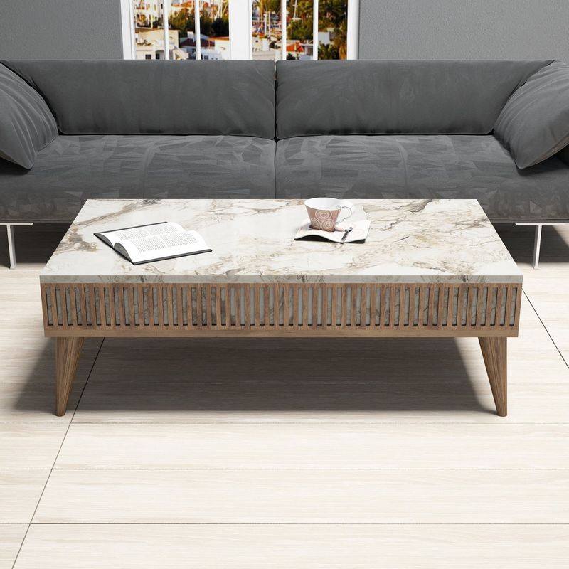 Casa si Gradina - Mobilier - Seturi de mobilier - Seturi living - Set mobilier living, Hanah Home, PAL melaminat, nuc si alb, 180x40x35 cm - Infinity.ro